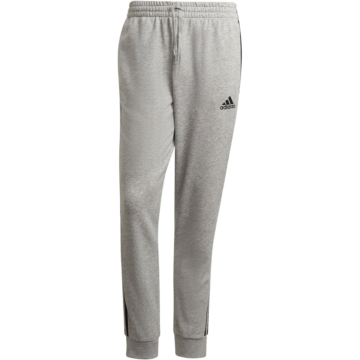 Adidas Essentials French Terry Tapered Cuff 3-Streifen Hose – MGREYH/BLACK
