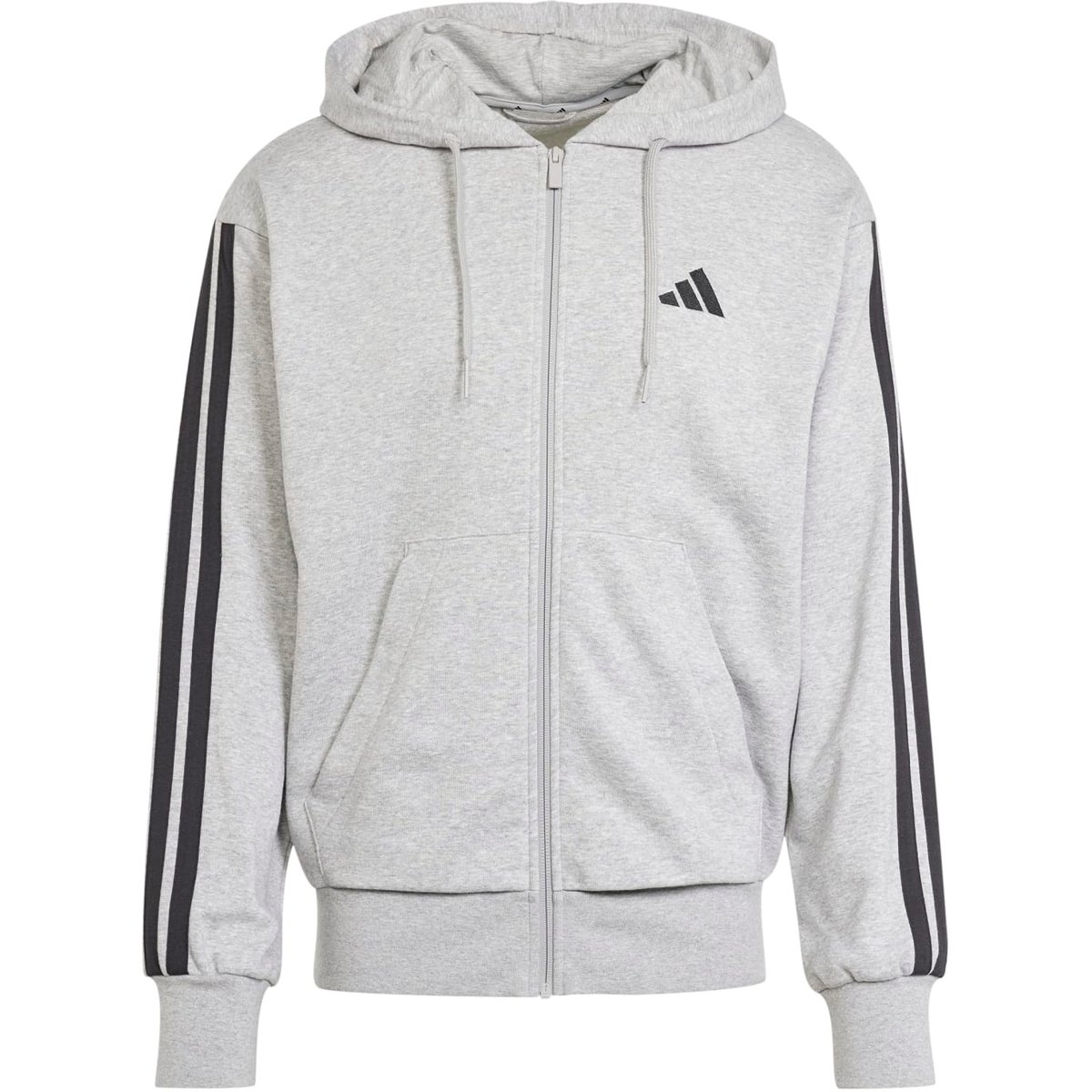 Adidas Kapuzensweat Essentials 3-Streifen French Terry – MGREYH/BLACK