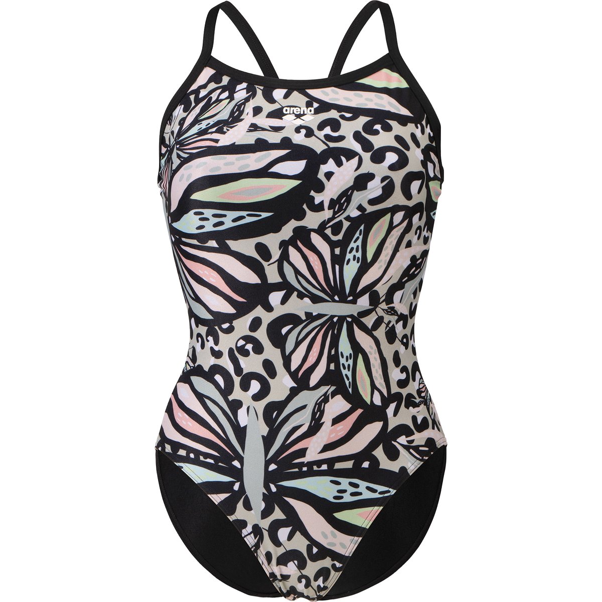 Arena WOMEN'S ARENA BUTTERFLIES SWIMSUIT LIGHT DROP – BLACK-BLACK MULTI