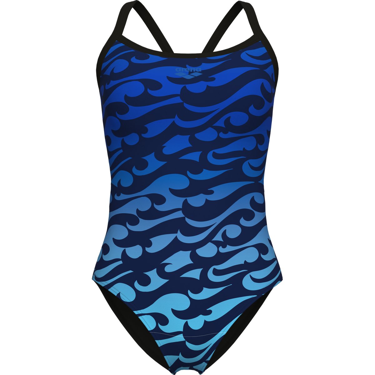 Arena WOMEN'S ARENA SURFS UP SWIMSUIT LIGHTDROP BACK – BLACK-BLACK MULTI