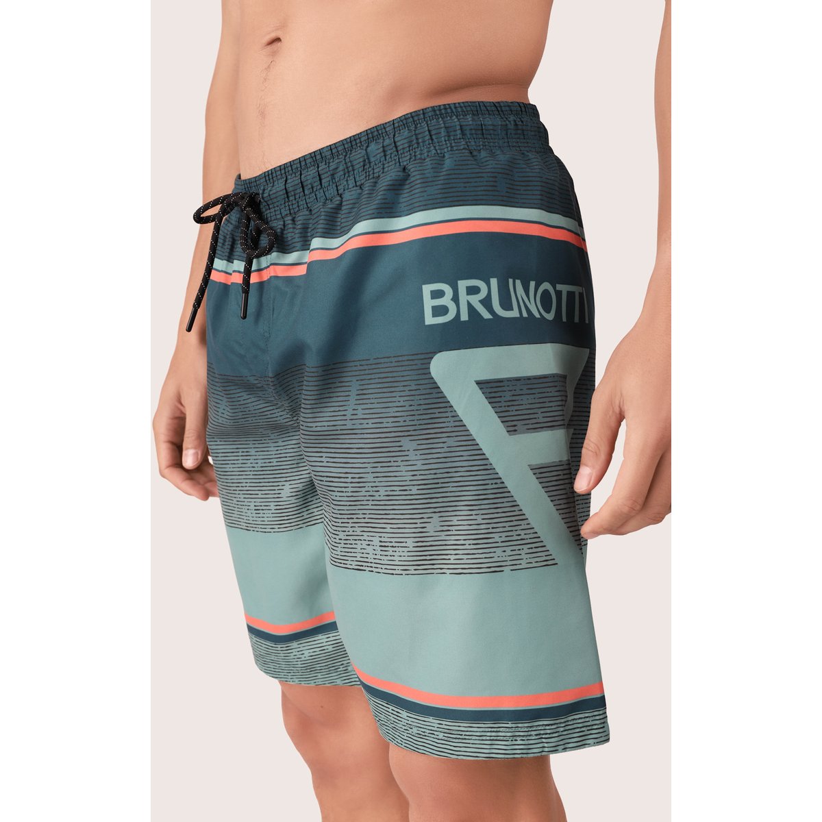 Brunotti Maros Men Swim Shorts – Destroy Stripes Fuel Green