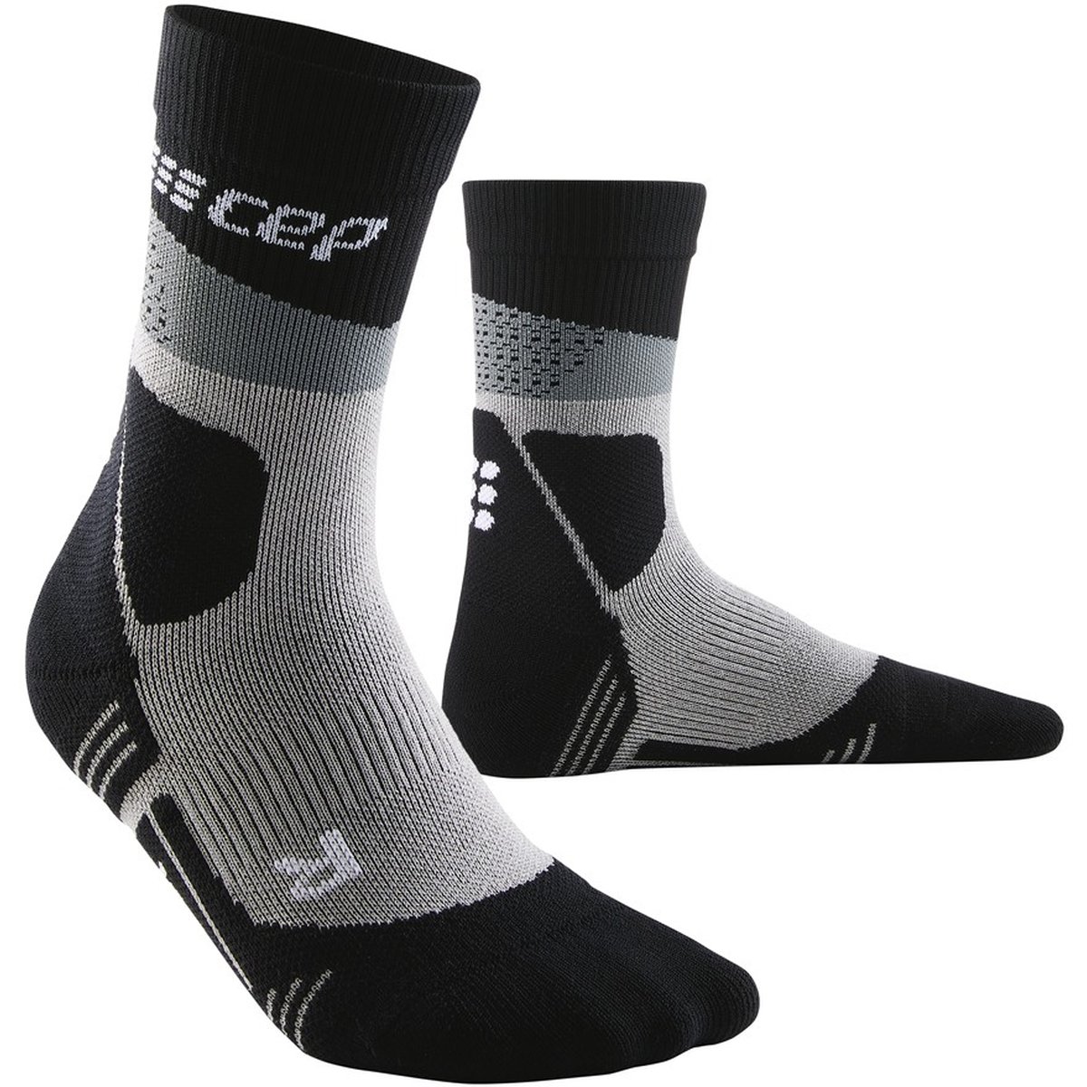 CEP max cushion socks, hiking, mid cut, women – grey/black