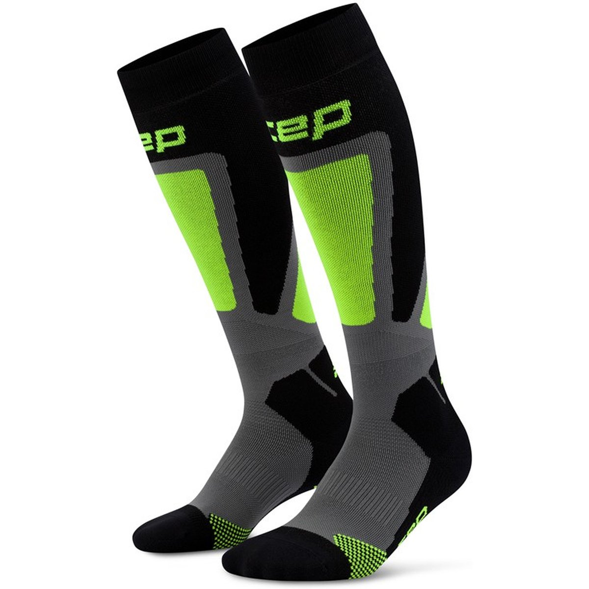 CEP ski thermo socks, tall, 4. – BLACK/LIME