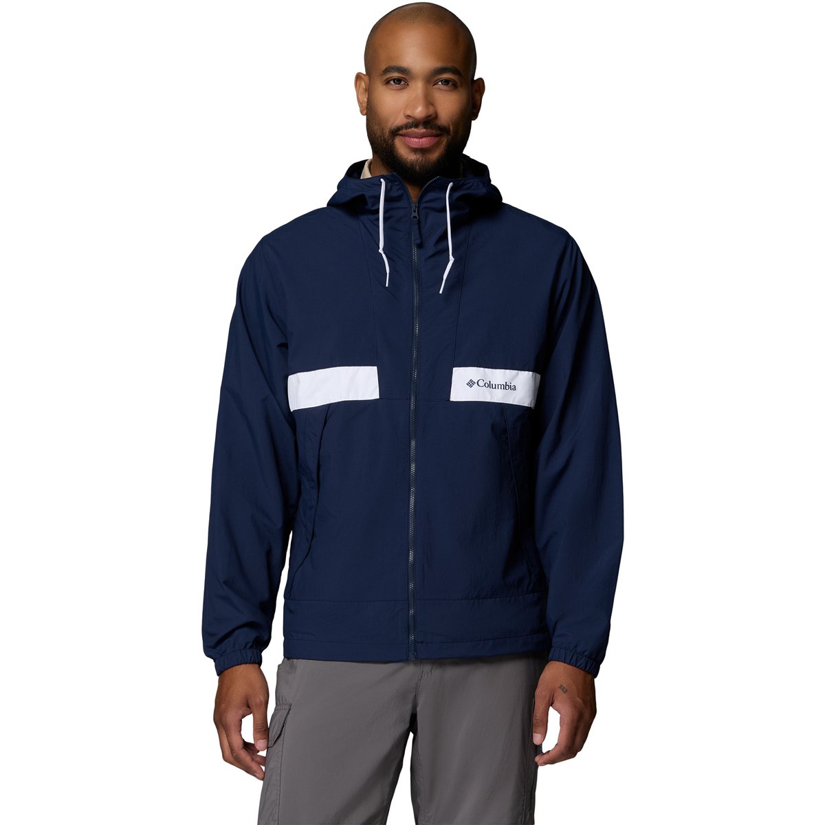 Columbia Spire Valley Hooded Windbreaker – Collegiate Navy, White