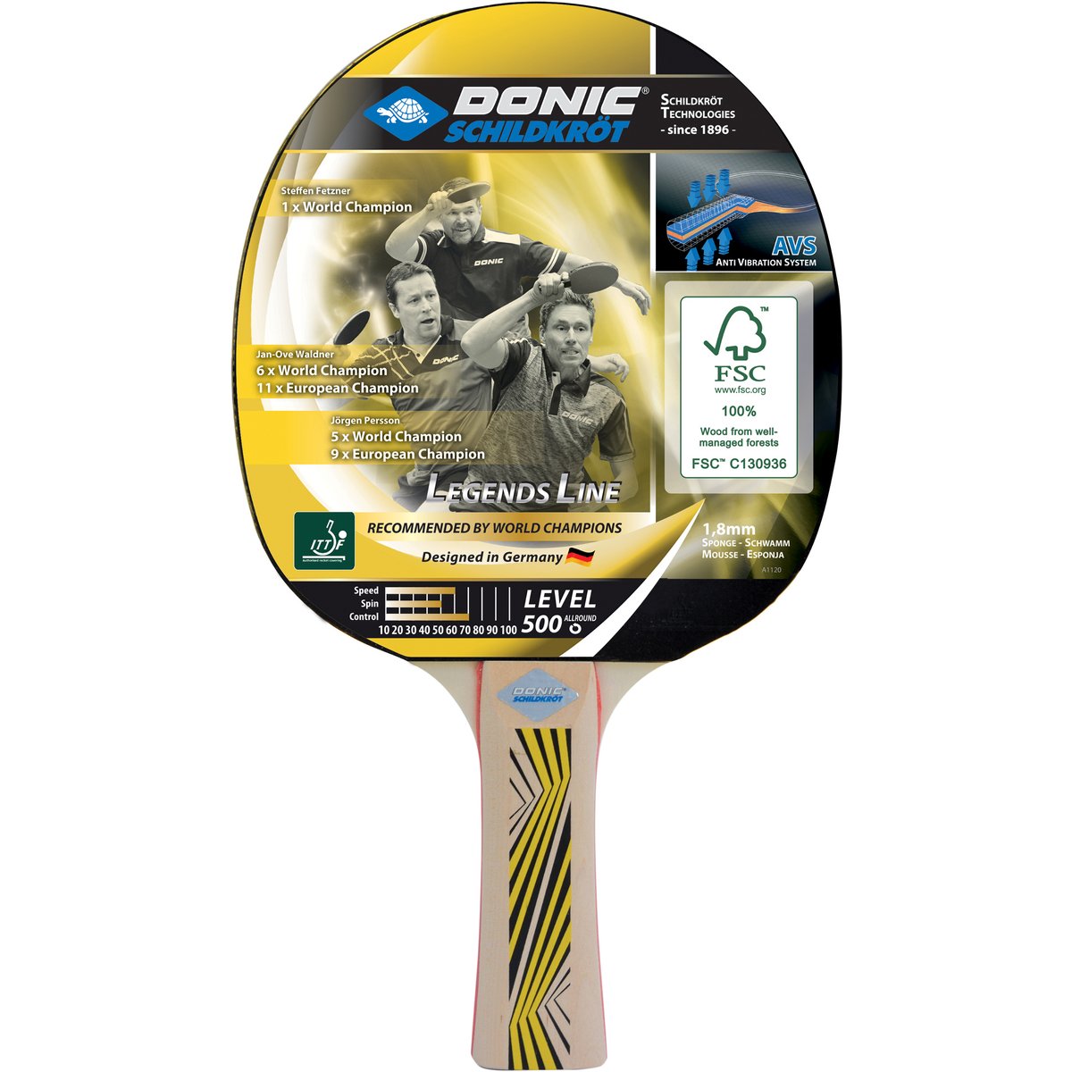 Donic Schildkröt Tischtennisschläger LEGENDS 500 FSC – KEINE FARBE