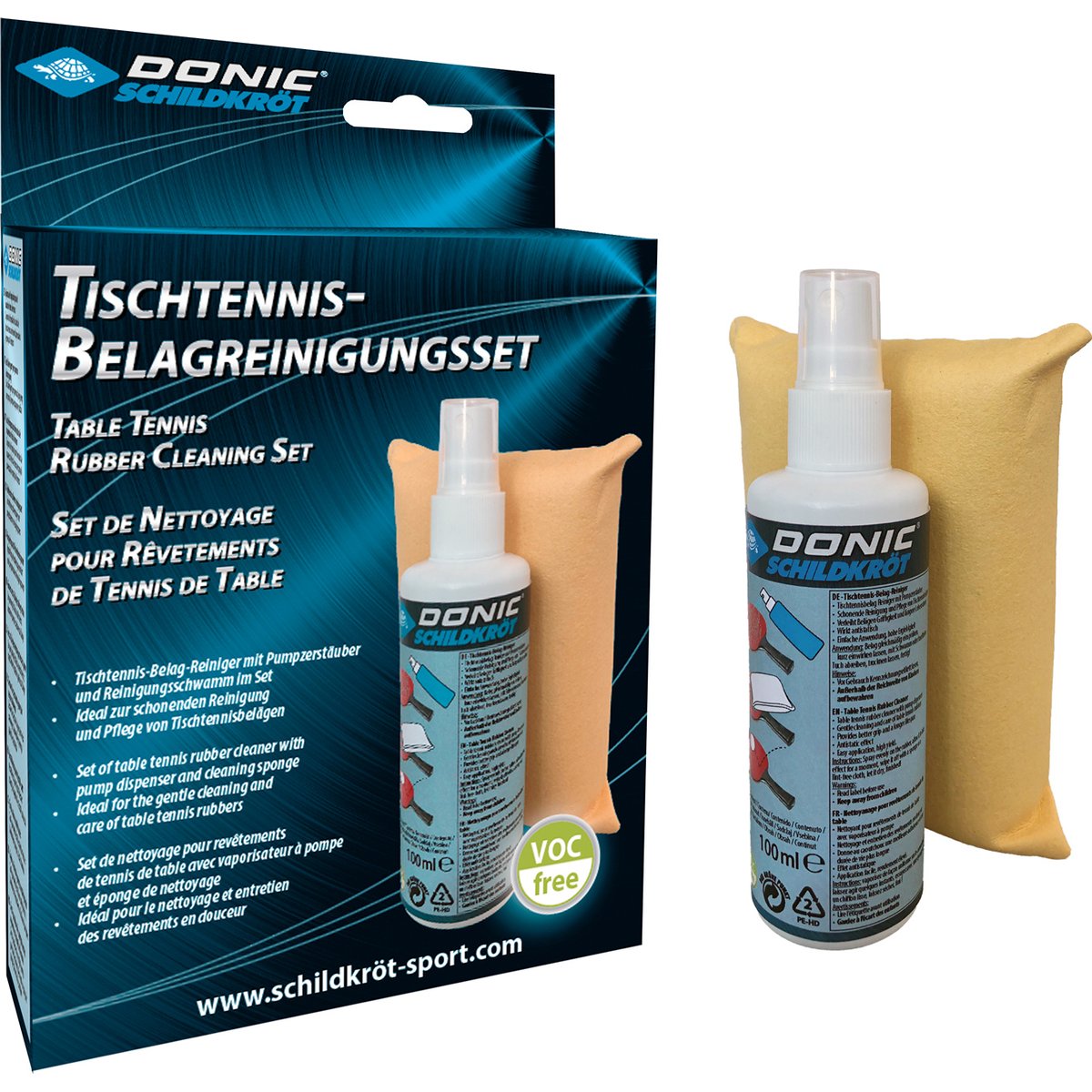Donic Schildkröt BELAGREINIGUNGSSET, SCHWAMM+1 – KEINE FARBE