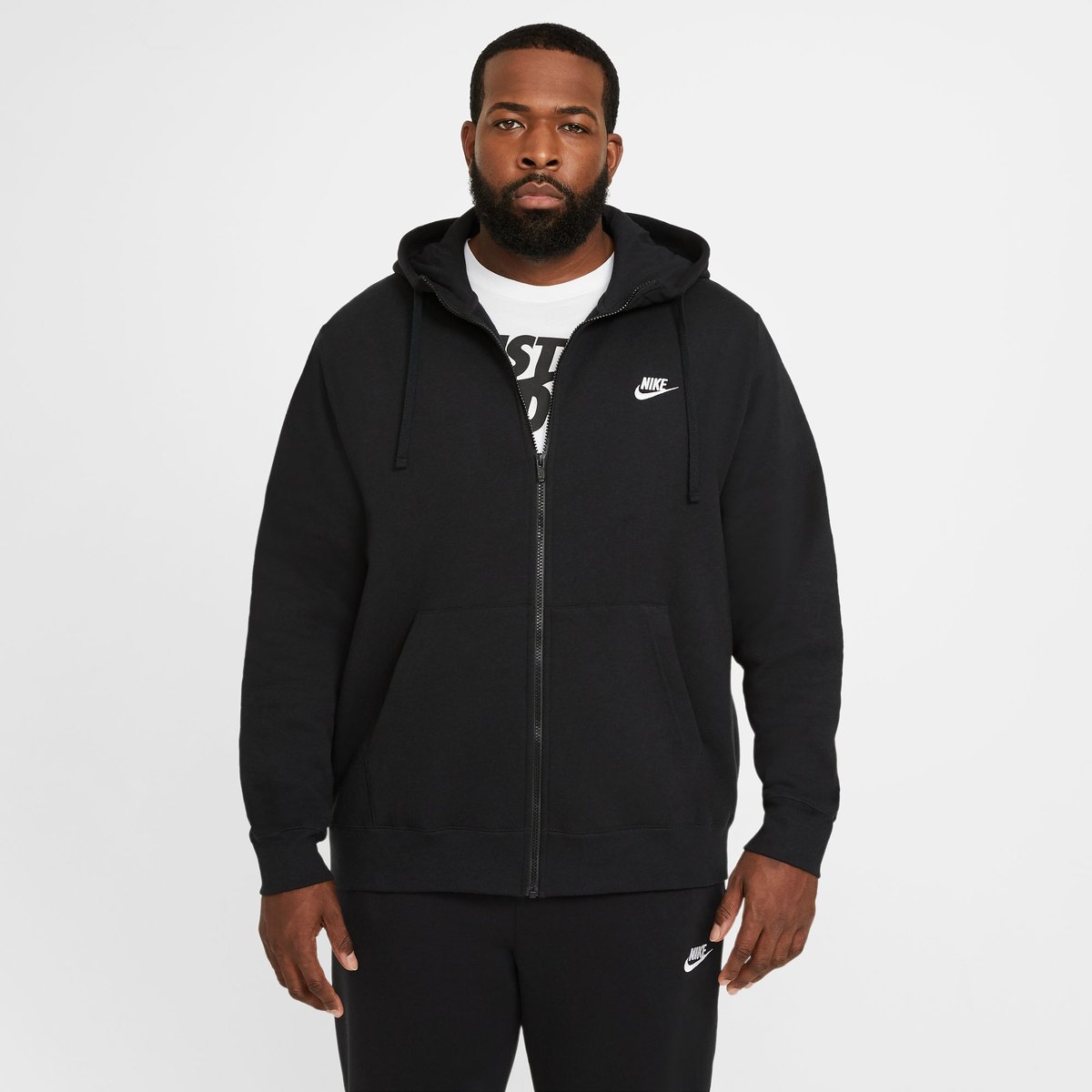Nike Sportswear Club Hoodie BB mit Reißverschluss Herren – BLACK/BLACK/WHITE