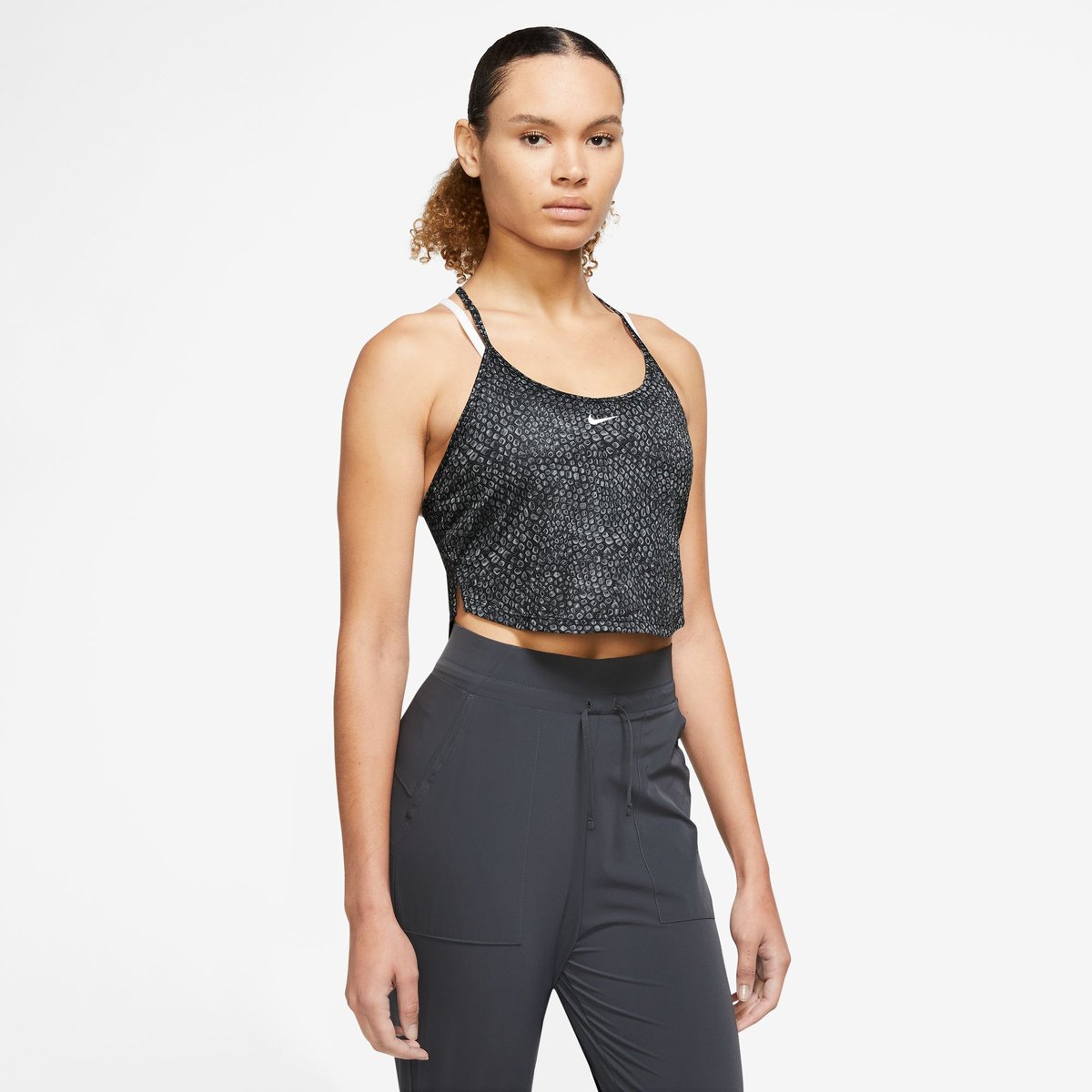 Nike One Dri-FIT CRP Tank AOP Damen – BLACK/PEARL PINK/WHITE