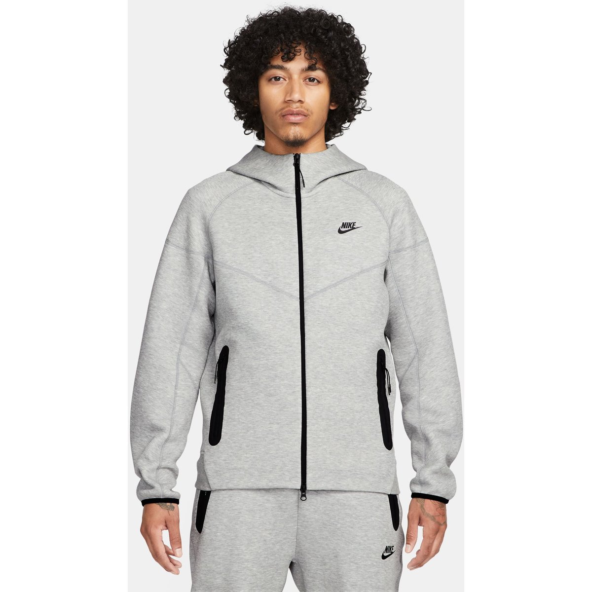 Nike Tech Fleece Windrunner Sweatjacke mit Kapuze Herren – DK GREY HEATHER/BLACK