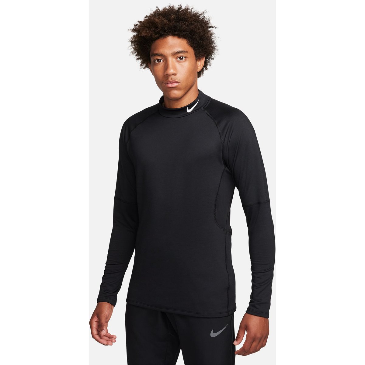 Nike Pro Warm Sweatshirt Langarm MOCK Herren – BLACK/WHITE
