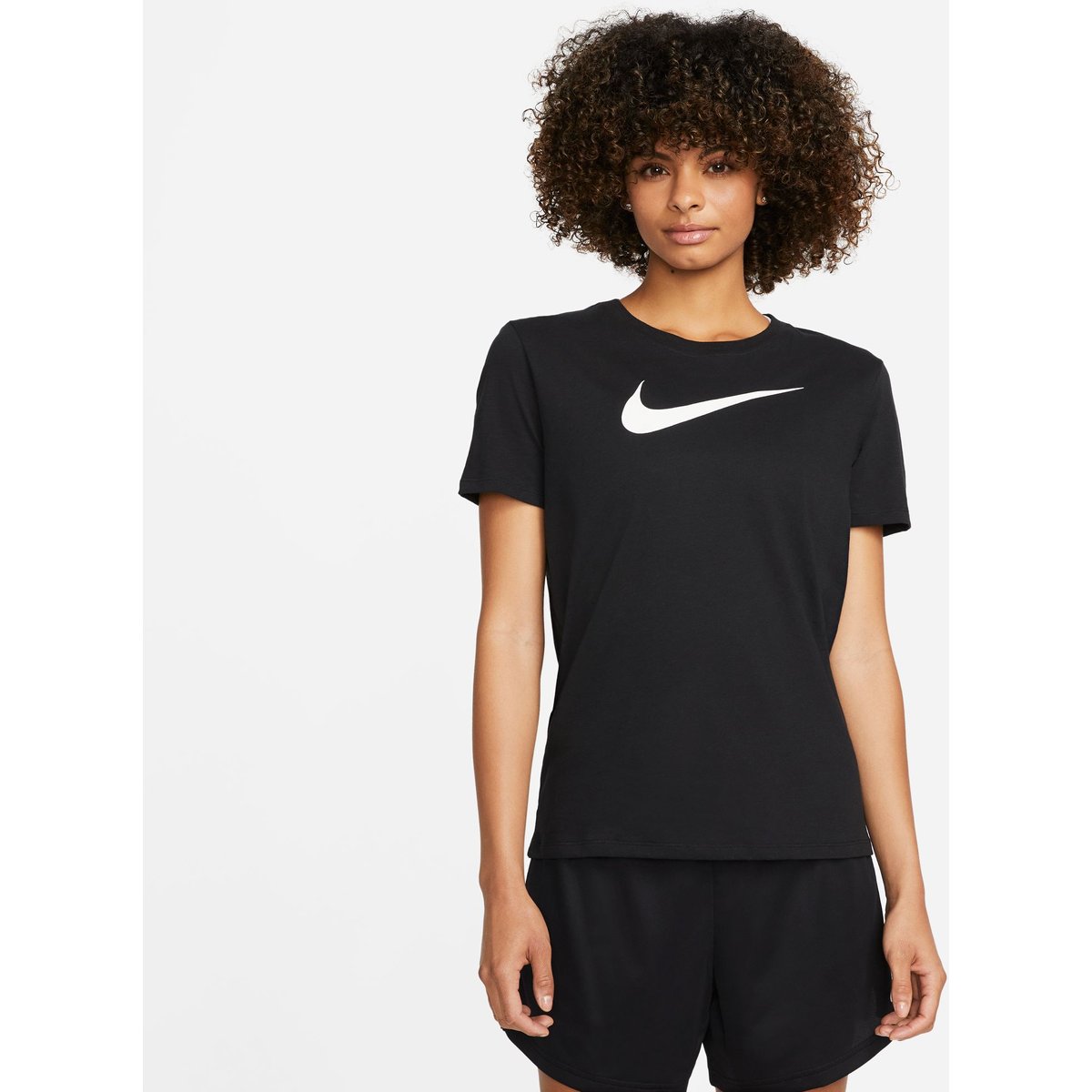 Nike Dri-FIT Swoosh T-Shirt Damen – BLACK/WHITE