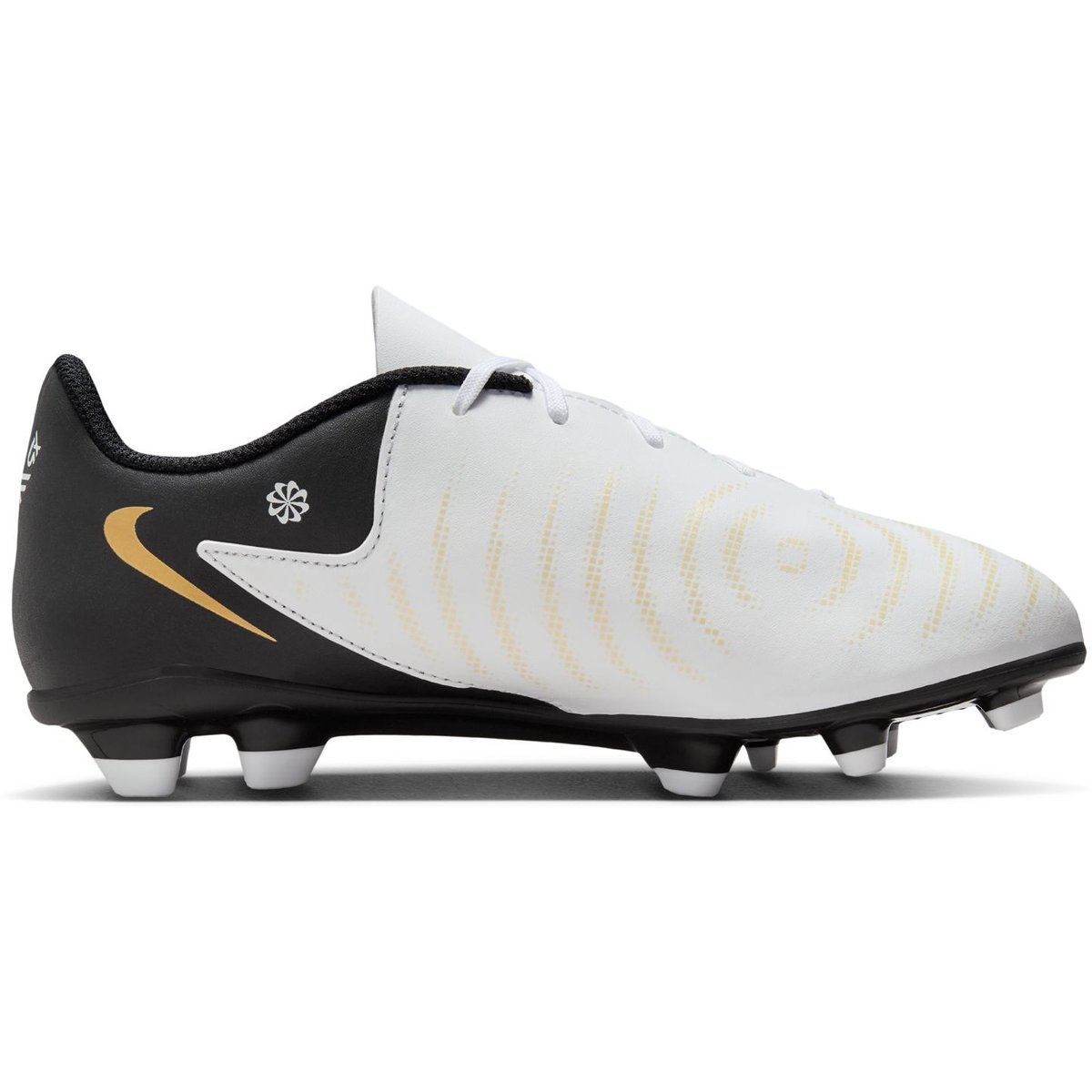 Nike Phantom GX II Club Fußballschuh FG/MG Kinder – WHITE/BLACK-MTLC GOLD