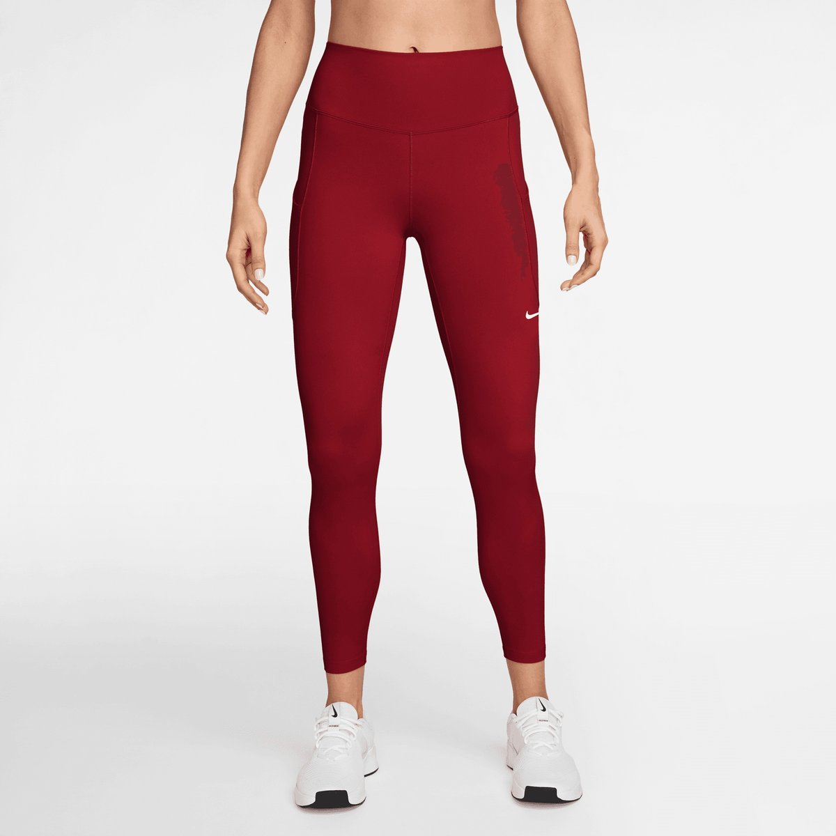 Nike One Dri-FIT HR 7/8 PKT Tights Damen – TOUGH RED/WHITE