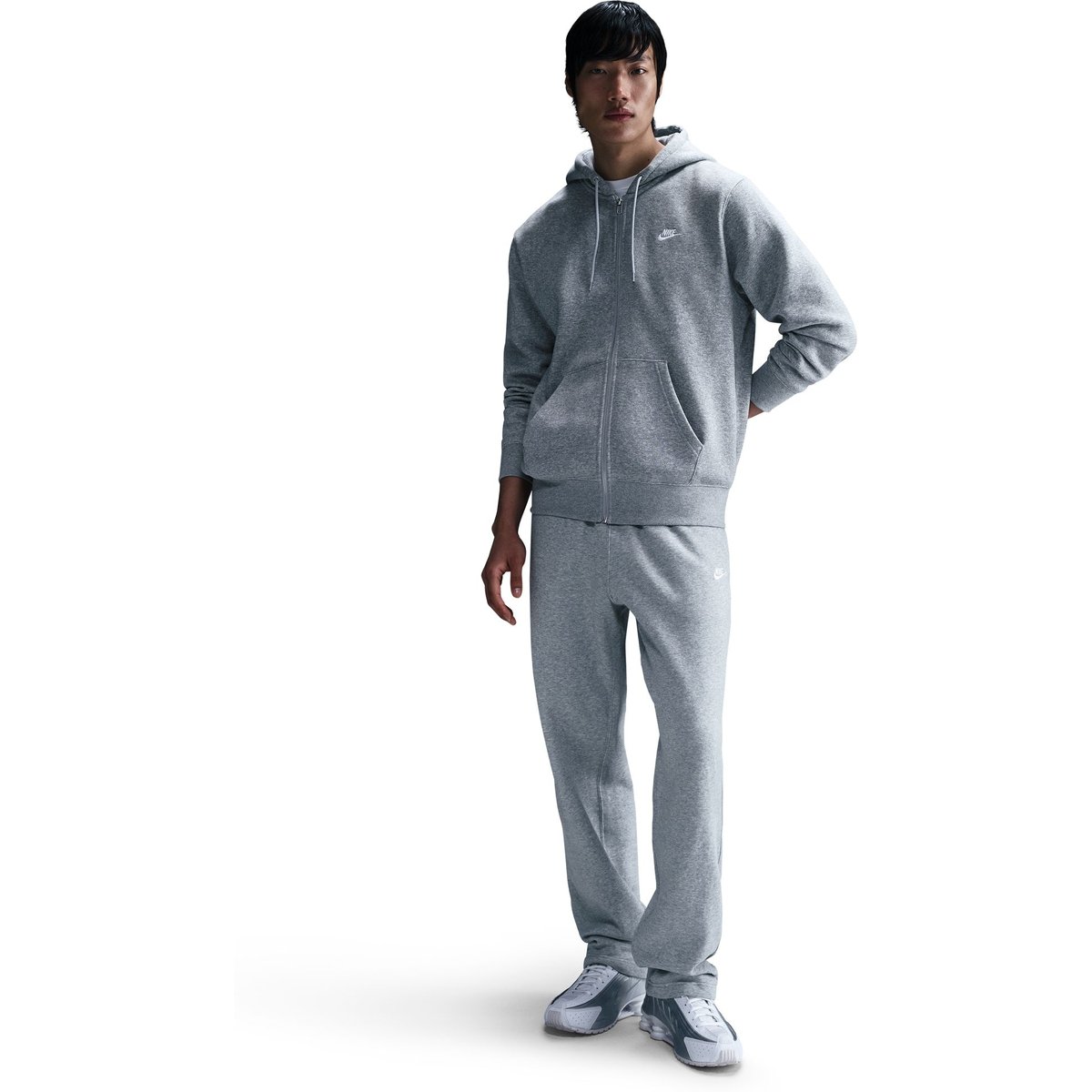 Nike Club BB Hoodie mit Reißverschluss Herren – DK GREY HEATHER/LT SM