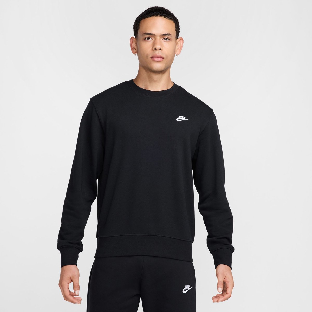 Nike Club FT Crew Shirt Herren – BLACK/WHITE