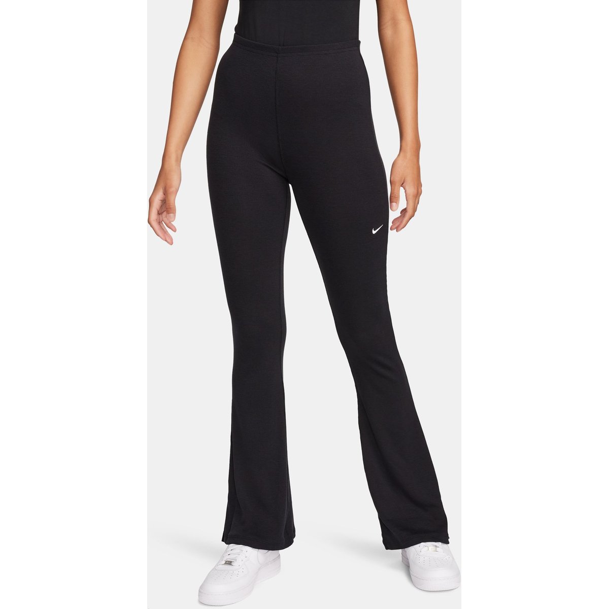 Nike Sportswear CHLL KNT MRIB MR FLR Freizeithose Damen – BLACK/SAIL