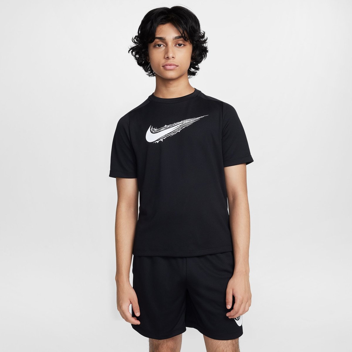 Nike Dri-FIT Multi T-Shirt Kurzarm HBR Kinder – BLACK/WHITE