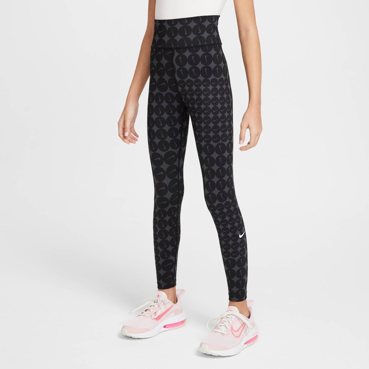 Nike One Dri-FIT Tights AOP Kinder – BLACK/WHITE