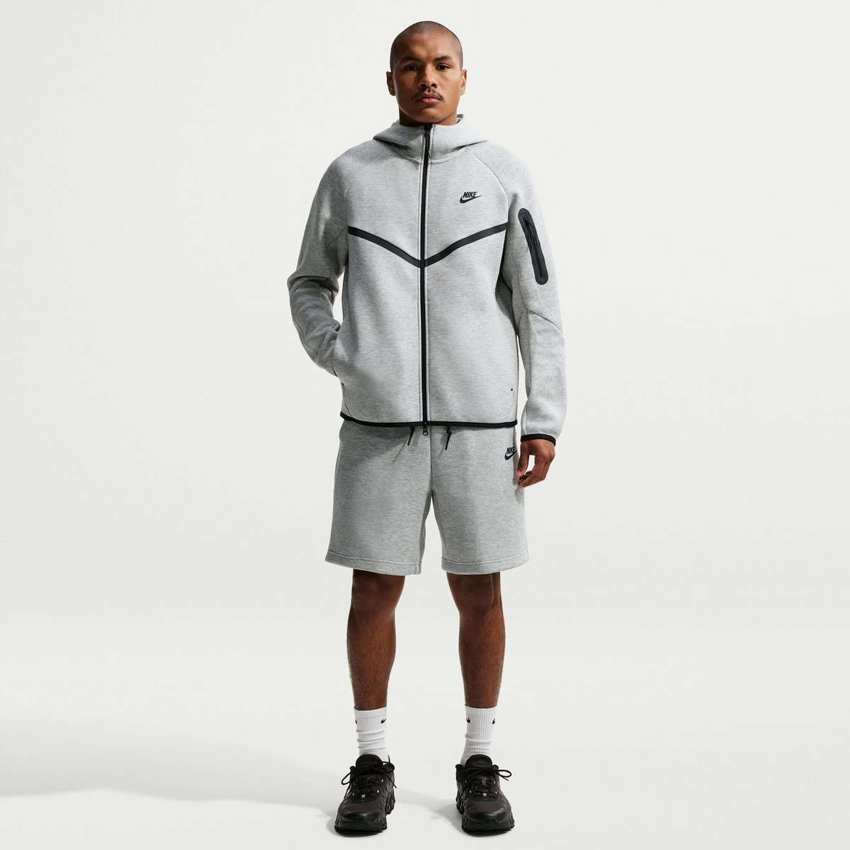 Nike Tech Fleece WR Hoodie mit Reißverschluss Herren – DK GREY HEATHER/BLACK