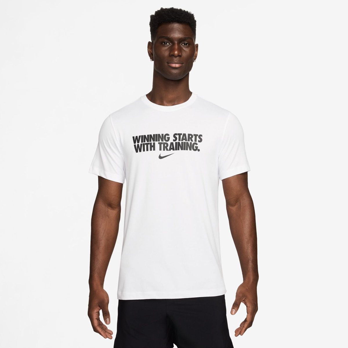 Nike Dri-FIT Winning T-Shirt Herren – WHITE/BLACK