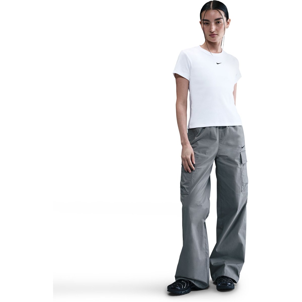 Nike Sportswear Rib Tight Kurzarm T-Shirt Damen – WHITE