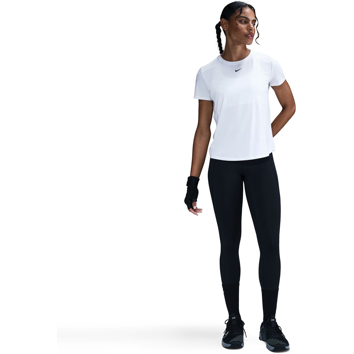 Nike Dri-FIT One Classic Kurzarm Shirt WT Damen – WHITE/BLACK