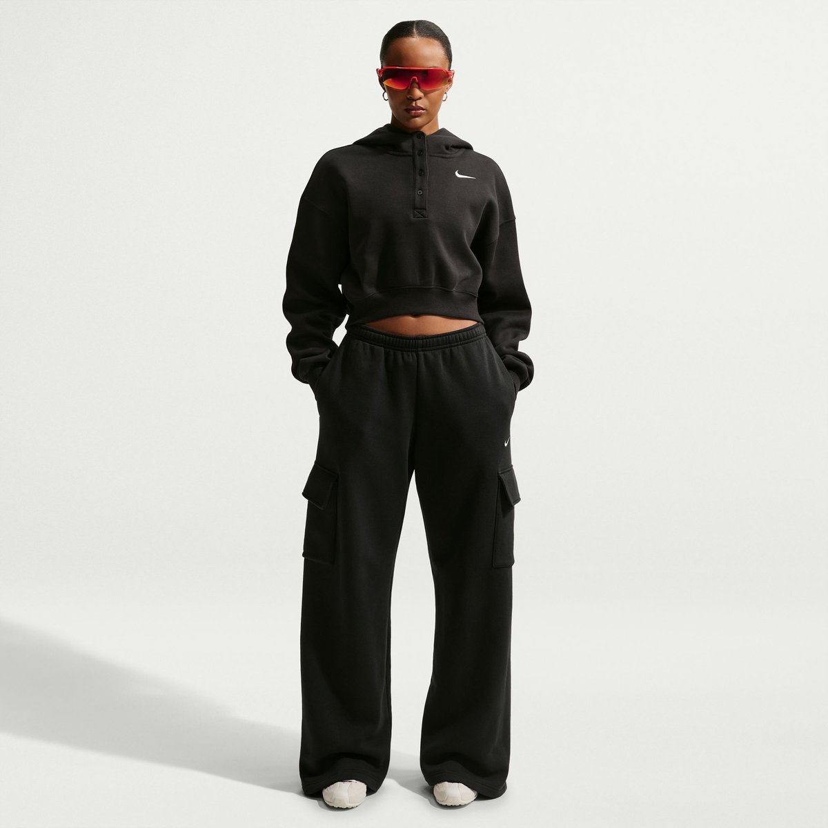 Nike Sportswear Phoenix Fleece OS CRP HNLY Hoodie Damen – BLACK/SAIL