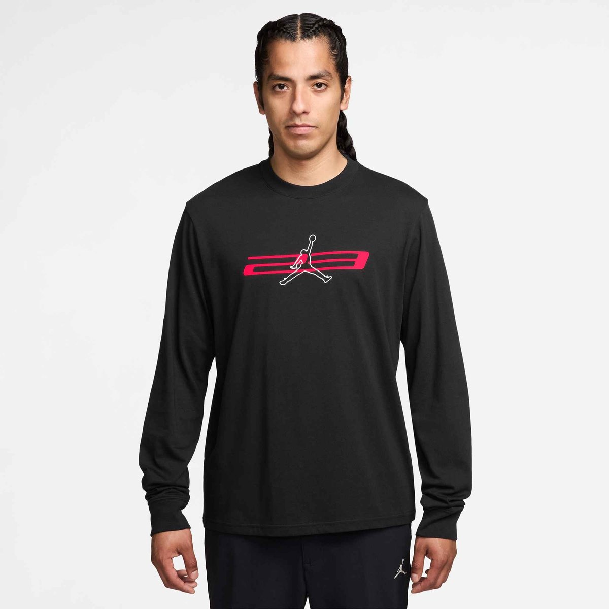 Nike J Dri-FIT SPT GFX Langarm Crew Sweatshirt Herren – BLACK/INFRARED 23/WHI