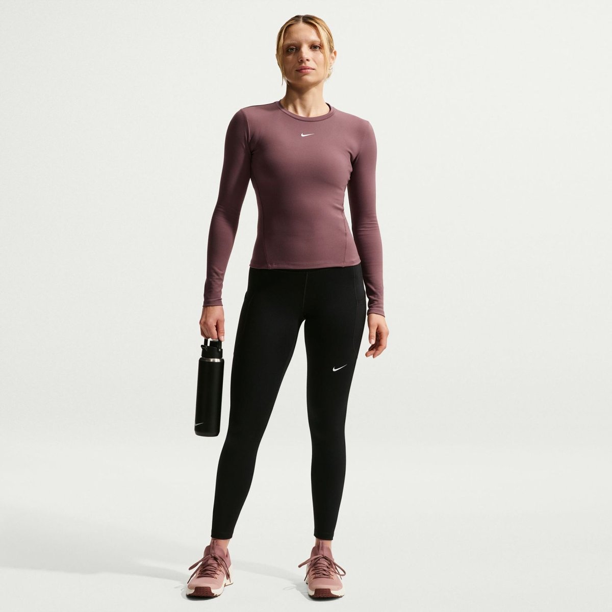 Nike One Dri-FIT FTTD Langarmshirt Damen – TATTOO/WHITE