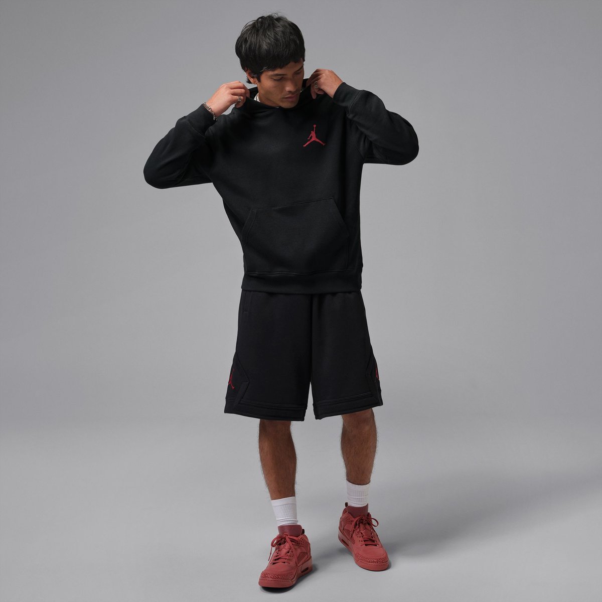 Nike M J JUMPMAN FLC PO 2 – BLACK/GYM RED