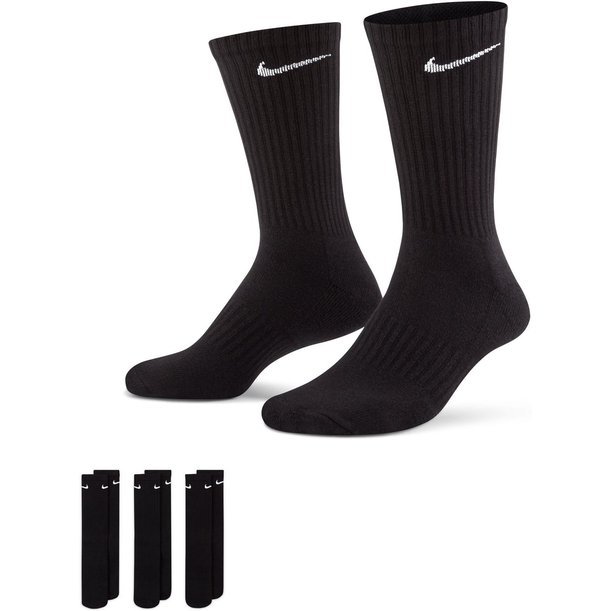 Nike Everyday Crew Sportsocken gepolstert 3er-Pack 132 – BLACK/WHITE