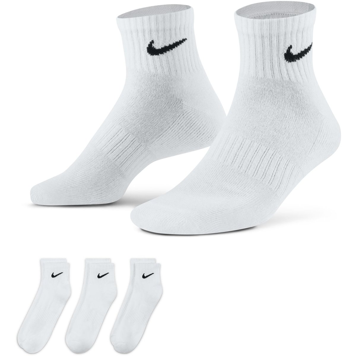 Nike Everyday Ankle Sportsocken gepolstert 3er-Pack 132 – WHITE/BLACK