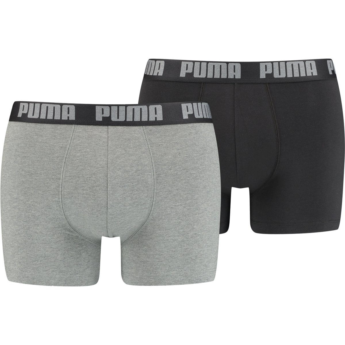 PUMA BASIC BOXER 2P – dark grey melange / black