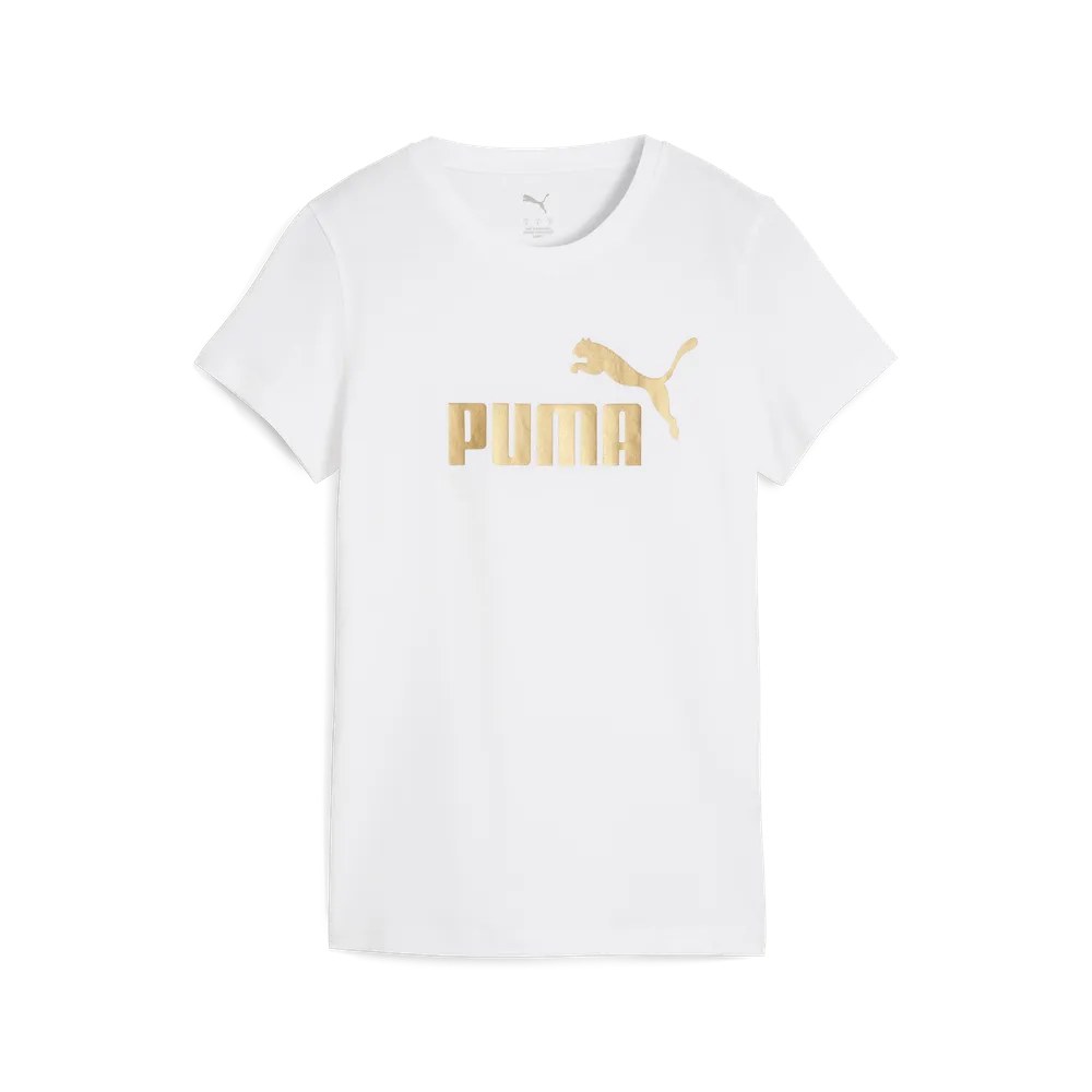 Puma ESS METALLIC No. 1 Logo Tee – PUMA White-metallic gold
