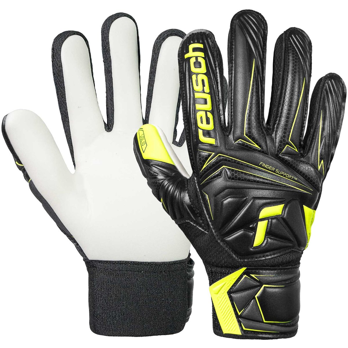 Reusch Attrakt Starter Solid Finger S – BLACK / SAFETY YELLO