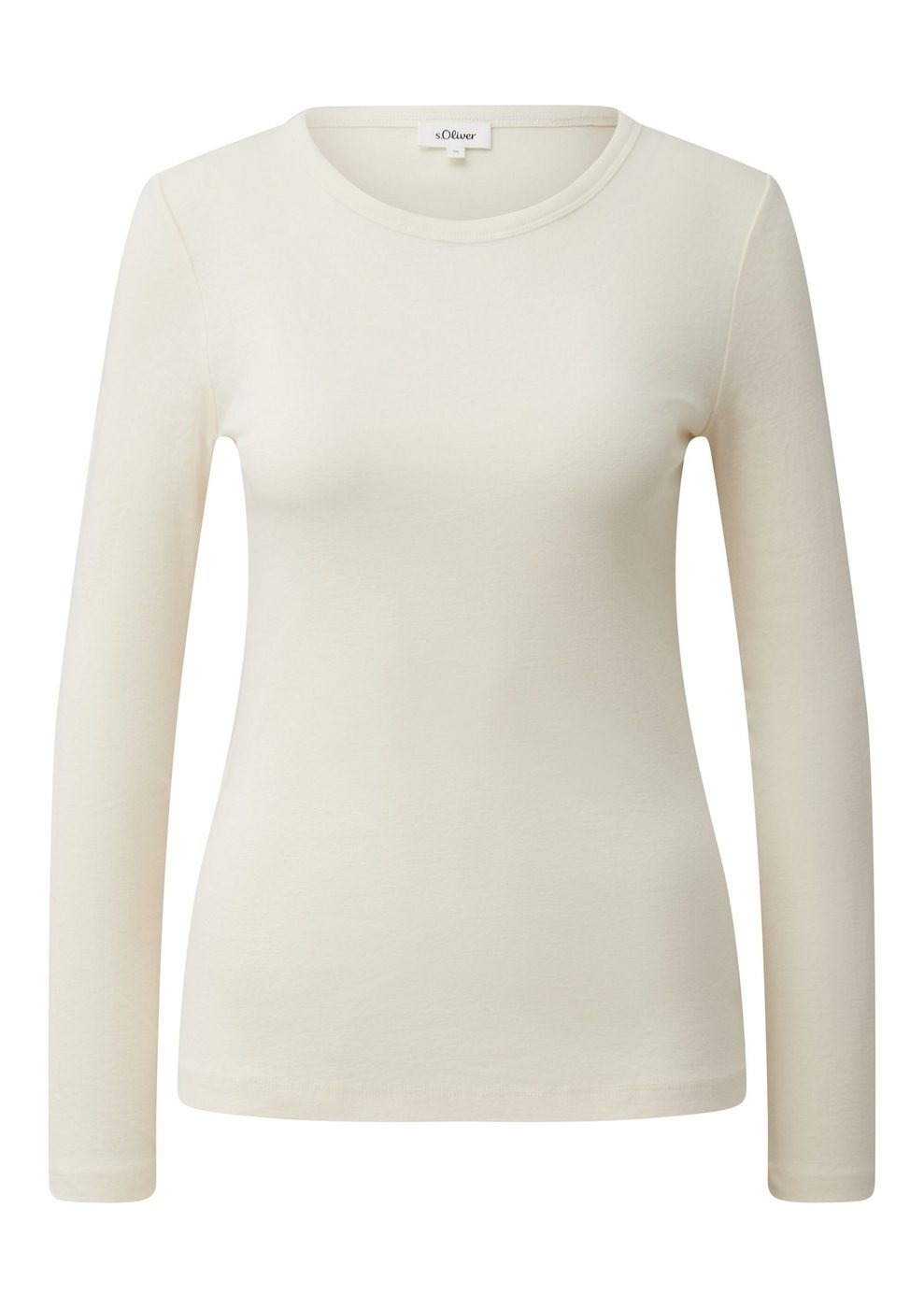 s.Oliver Baumwoll-Longsleeve im Slim Fit – WHITE