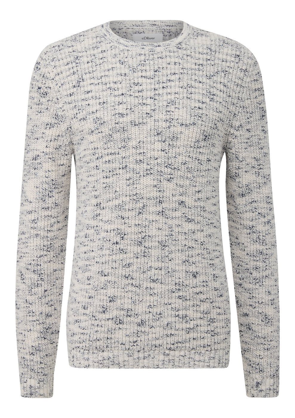 s.Oliver Grobstrickpullover mit Crew Neck in Bi-Color-Optik – GREY/BLACK