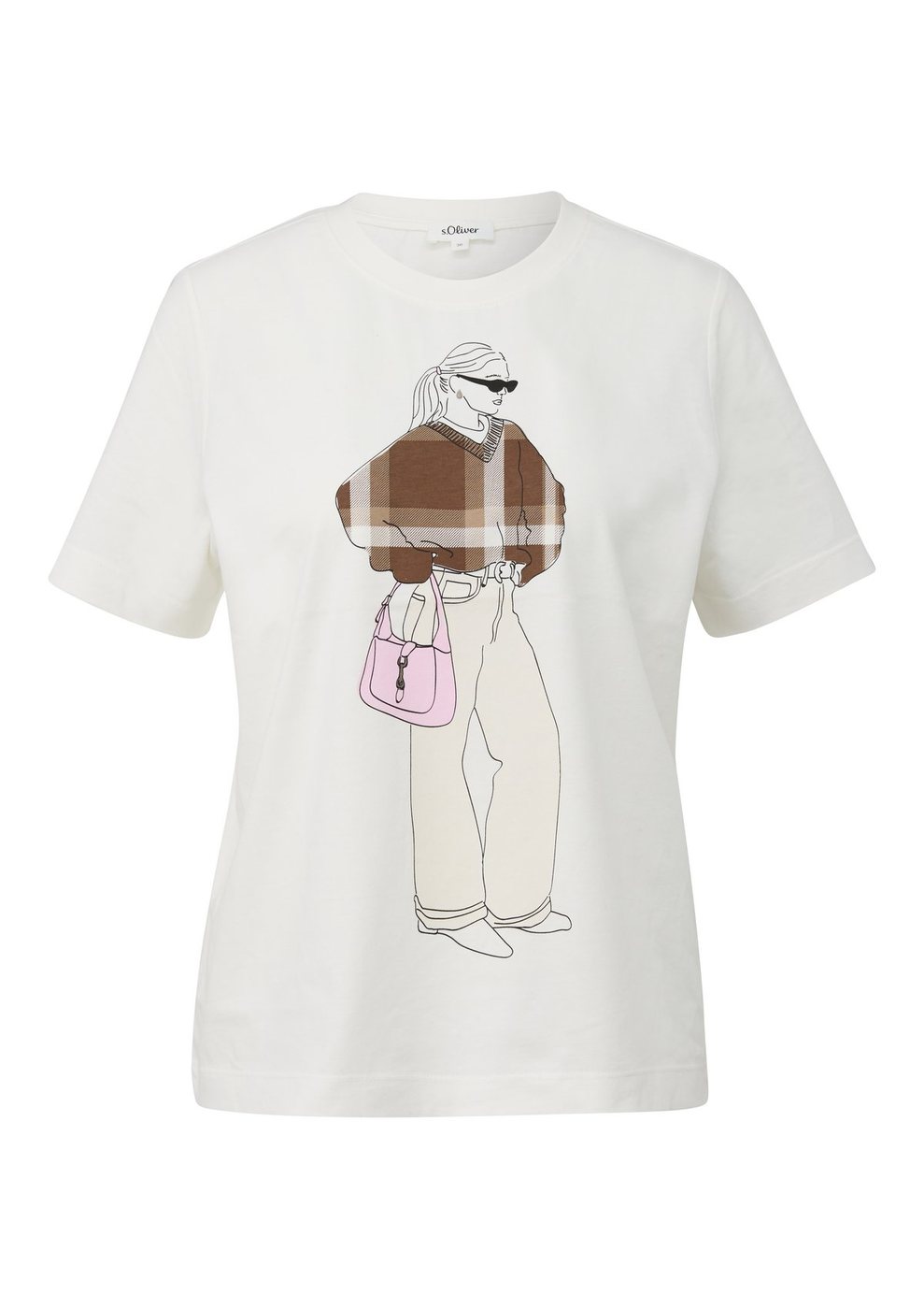 s.Oliver Relaxed Fit T-Shirt mit modischem Frontprint – WHITE