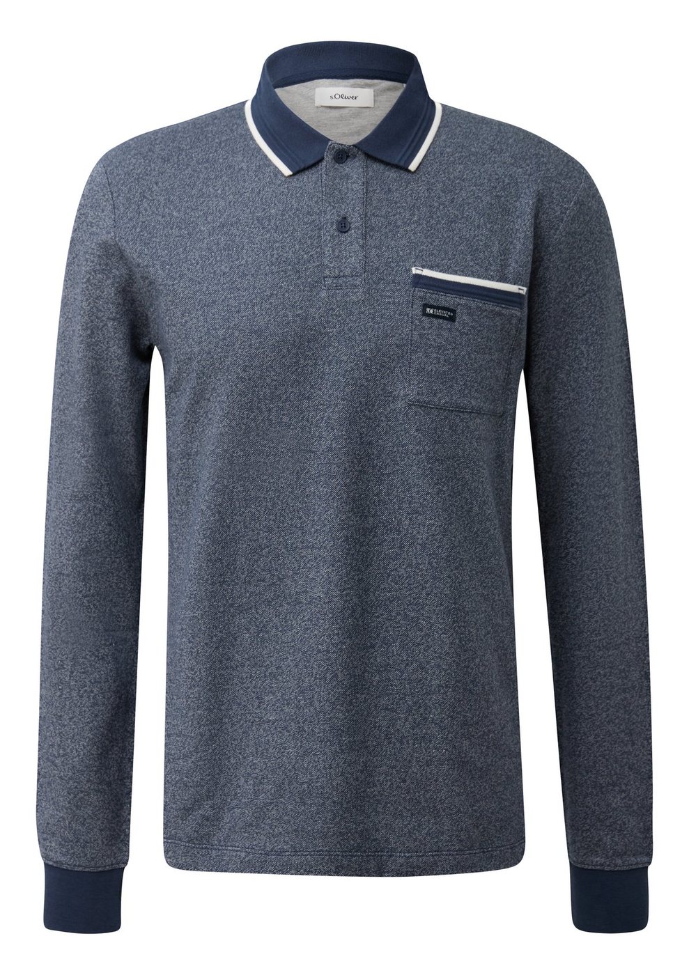 s.Oliver Piqué-Poloshirt mit langen Ärmeln – BLUE