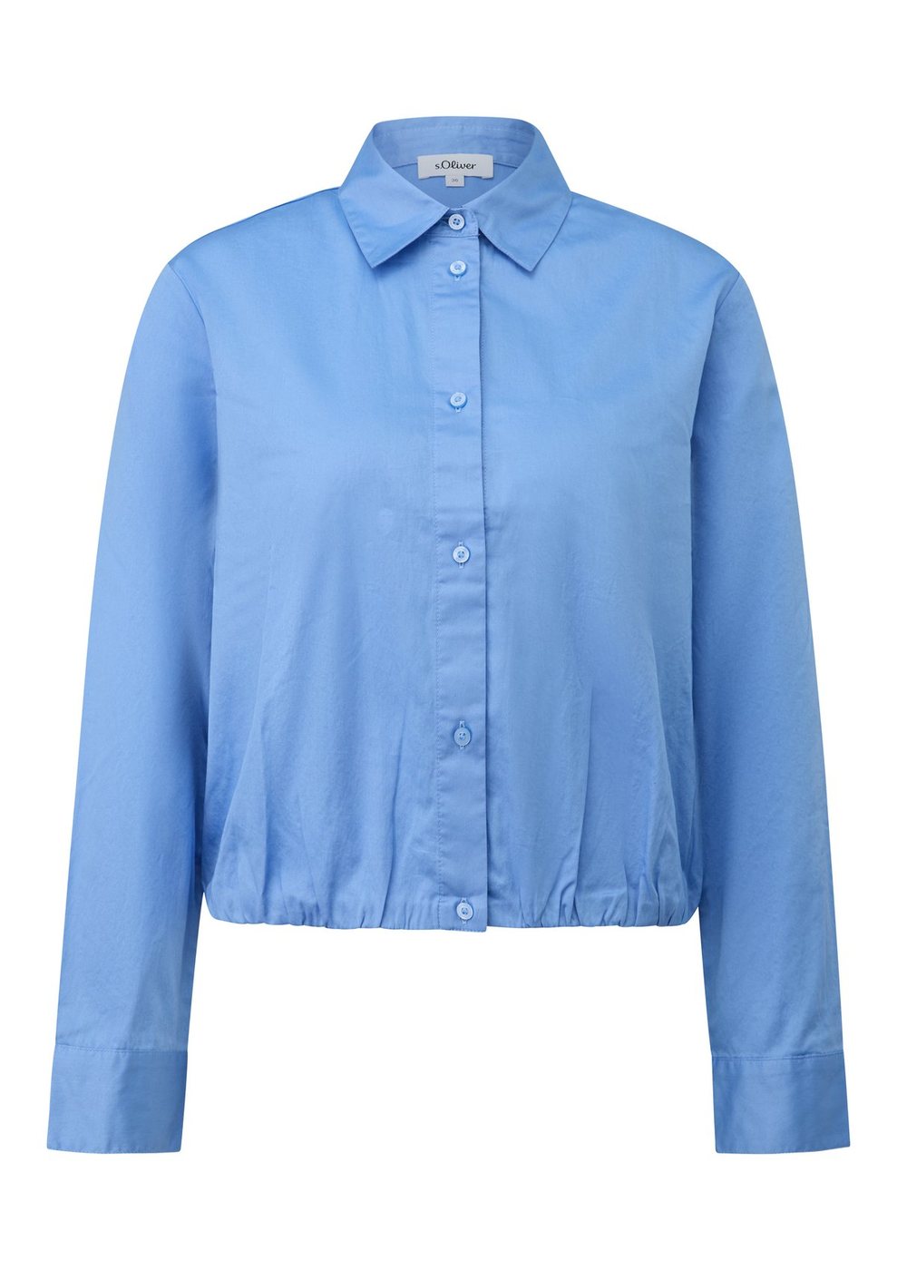 s.Oliver Baumwollsatin-Bluse mit Raffung und Hemdkragen im Relaxed Fit – BLUE