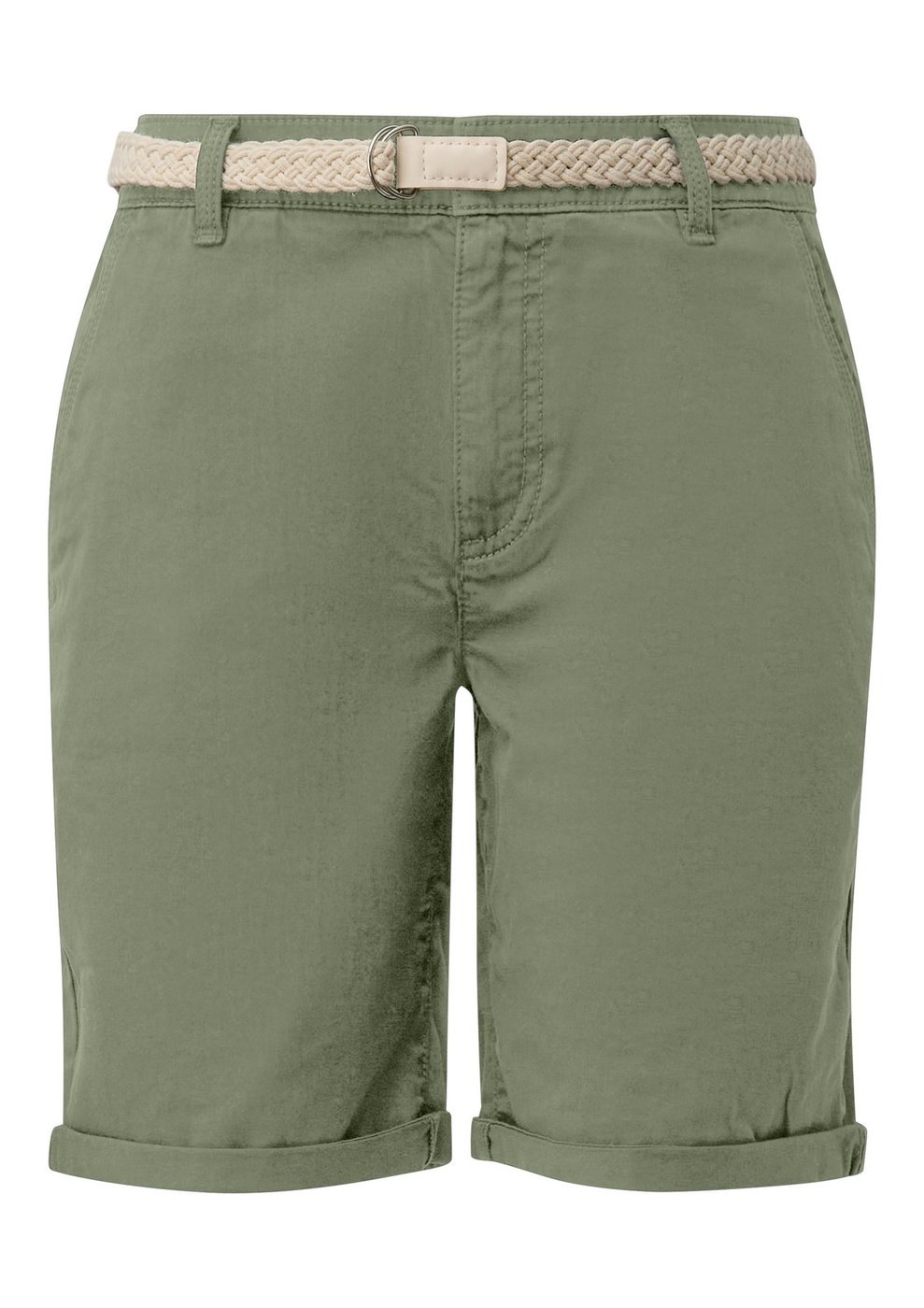 s.Oliver Bermuda-Shorts aus Baumwollstretch mit Waschung – GREEN