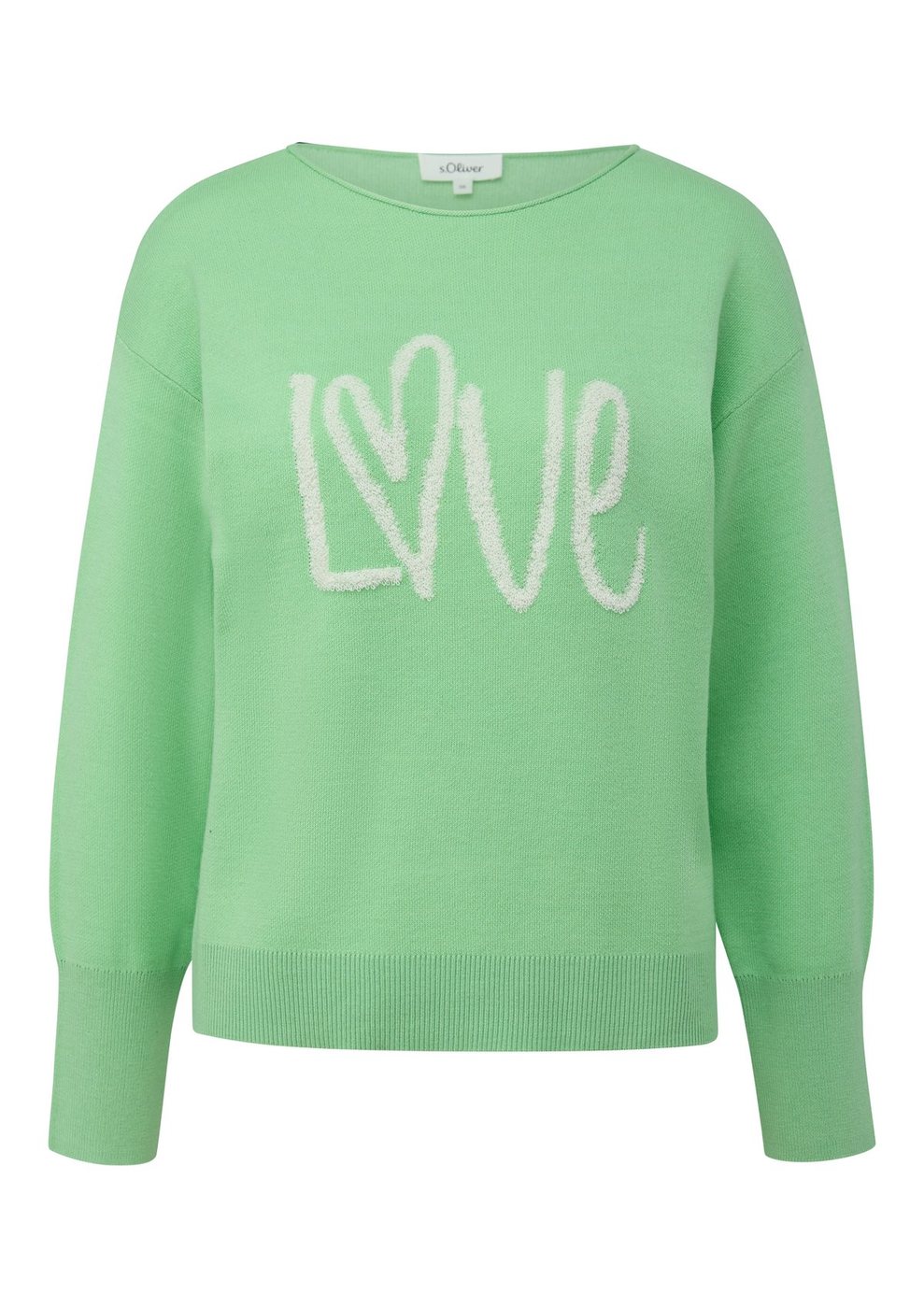 s.Oliver Strukturierter Strickpullover aus Baumwollmix im Relaxed Fit – GREEN