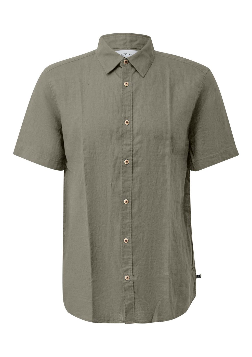 s.Oliver Regular Fit: Leichtes Leinenhemd mit Kentkragen – GREEN