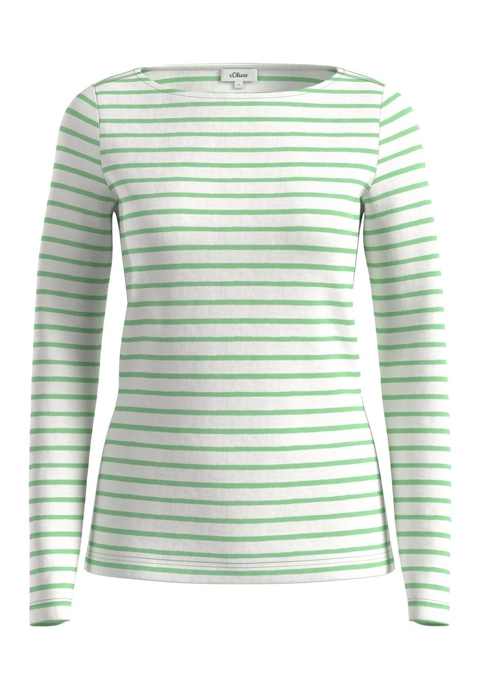 s.Oliver Gestreiftes Langarmshirt aus weichem Jersey im Slim Fit – GREEN
