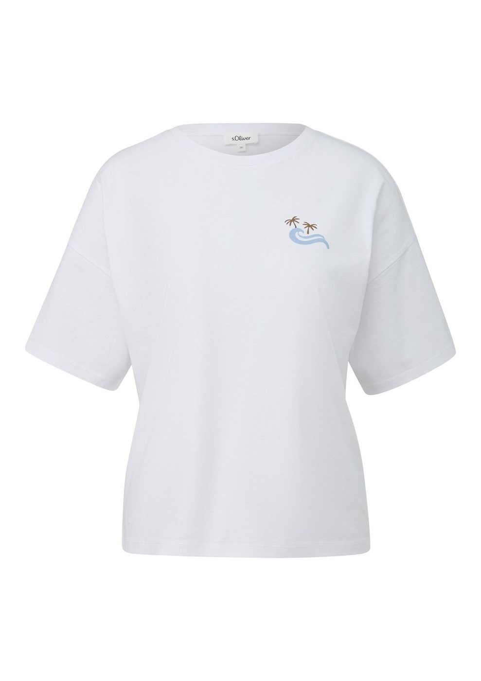 s.Oliver Weiches Baumwoll-T-Shirt mit Rundhalsausschnitt und Print – WHITE
