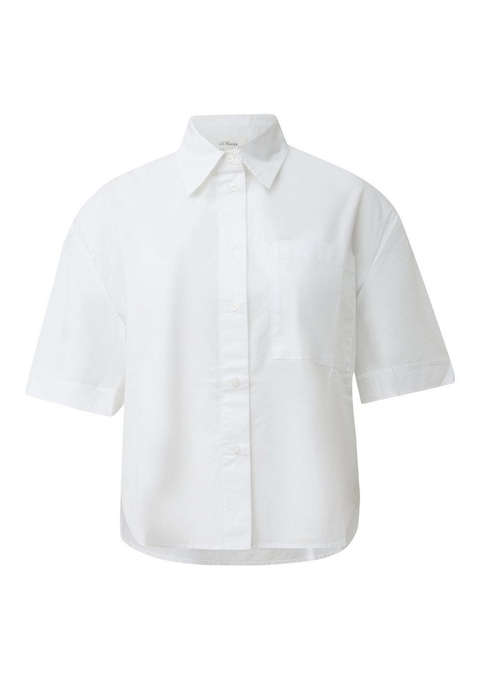 s.Oliver Baumwoll-Bluse mit Hemdkragen und Brusttasche – WHITE