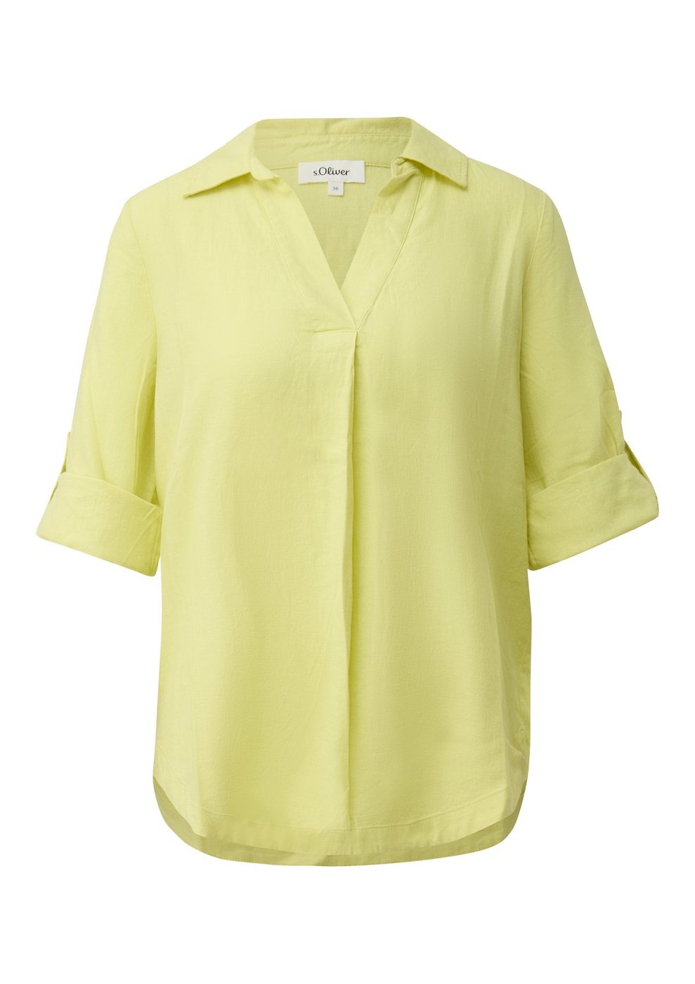 s.Oliver Leinenmix-Bluse mit 3/4-Ärmeln und Hemdkragen – GREEN