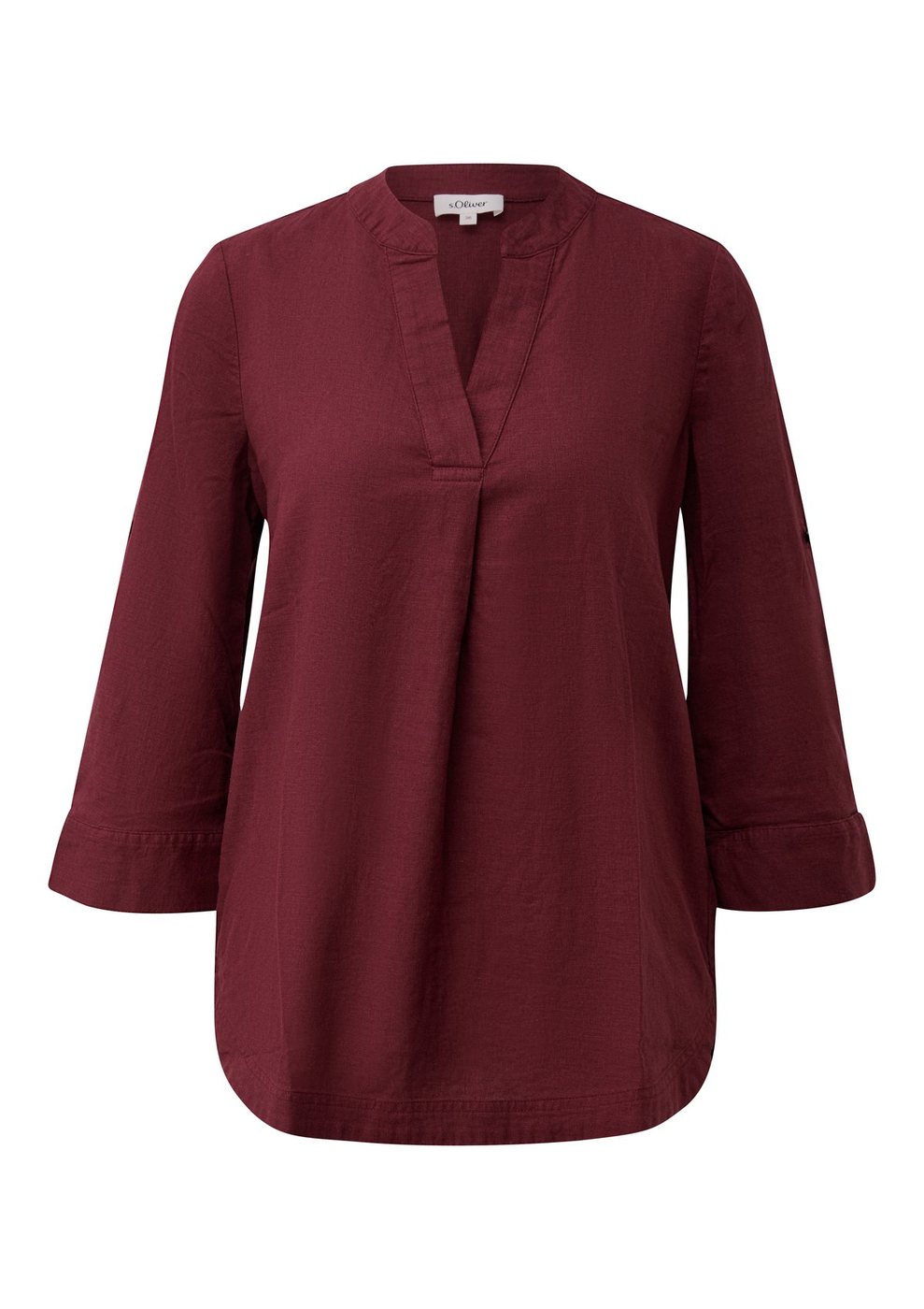 s.Oliver Fließende Leinenmix-Bluse mit 3/4-Ärmeln und All-over-Print – RED