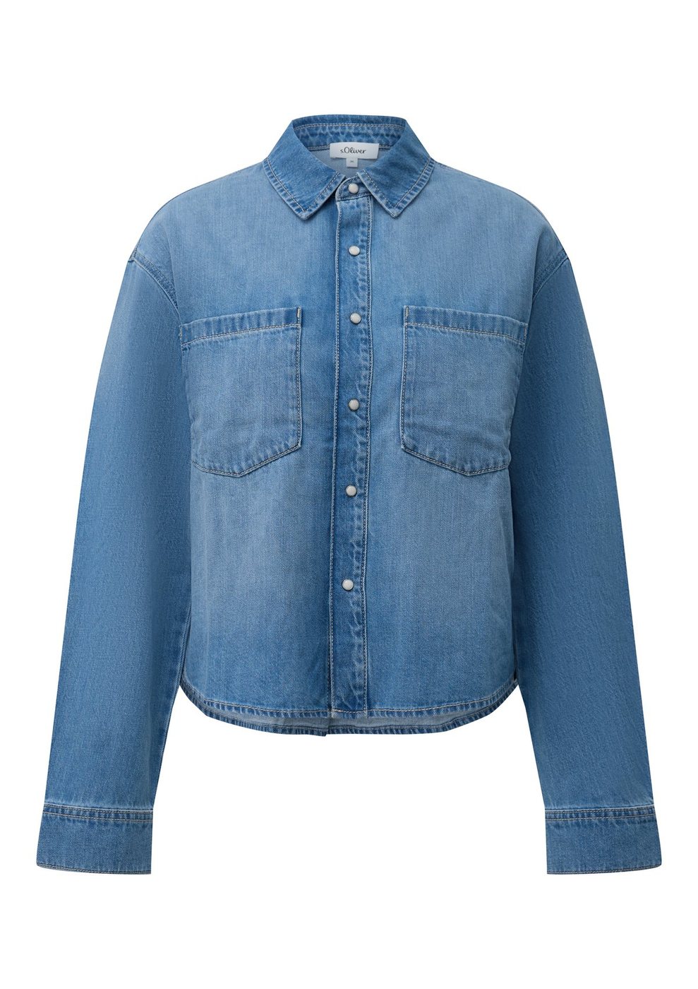 s.Oliver Verkürzte Bluse mit Hemdkragen und Brusttasche – BLUE