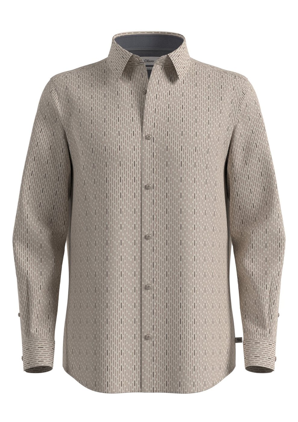 s.Oliver Regular Fit: Hemd mit All-over-Print und Kentkragen – GREY/BLACK